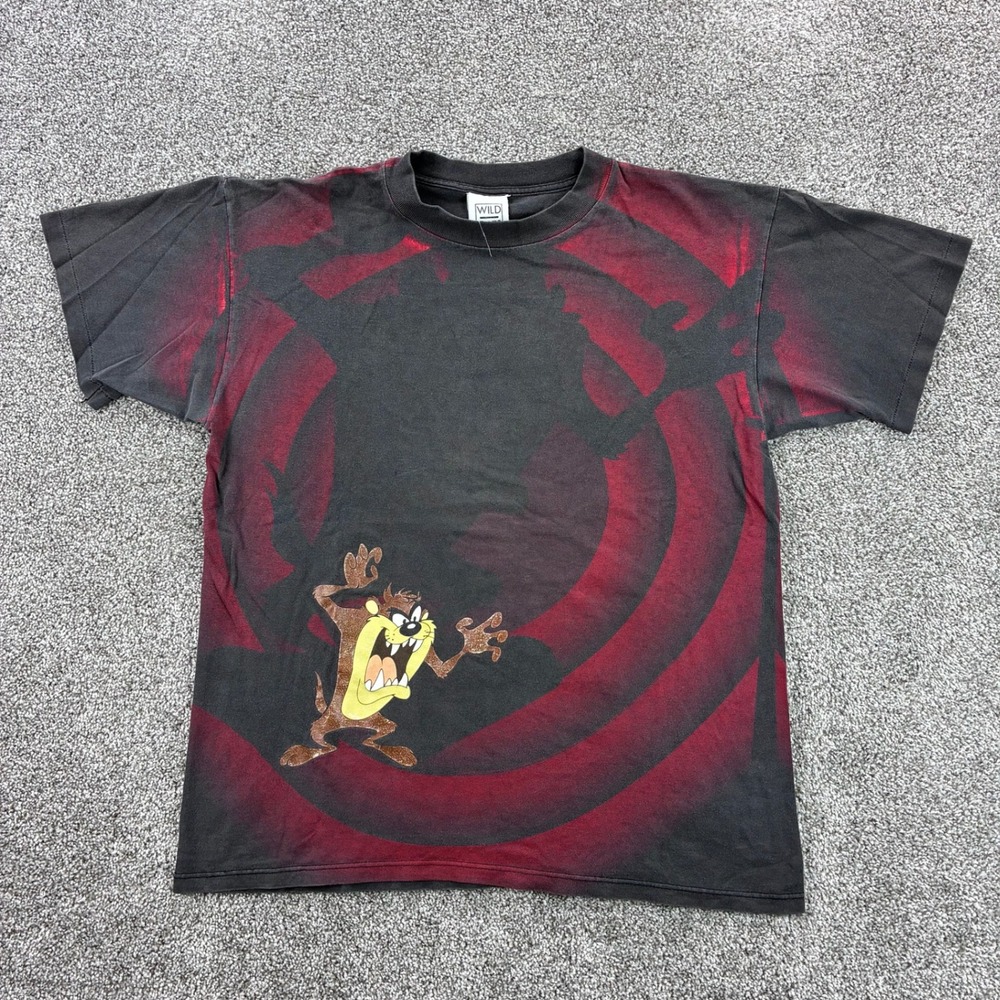 Vintage Taz Tasmanian Devil Shadow Shirt Mens Large Black Wild Oats Looney Tunes